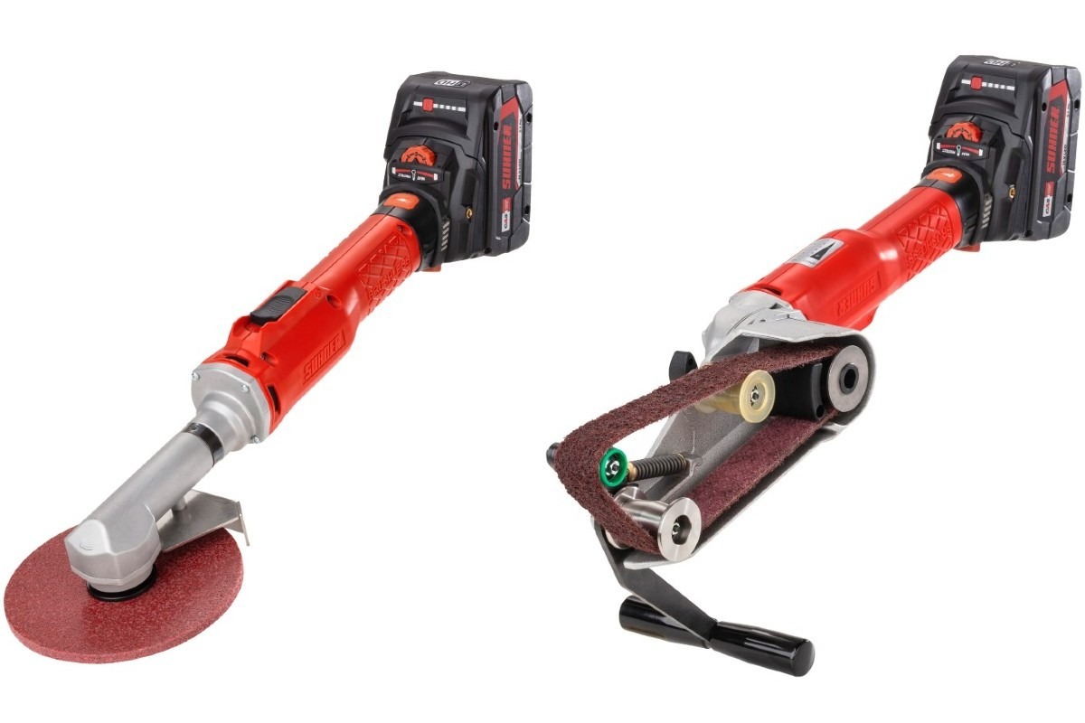 Der AKG 3-R Akku-Kehlnahtschleifer und der Akku-Rohrbandschleifer ATG 9-R von SUHNER