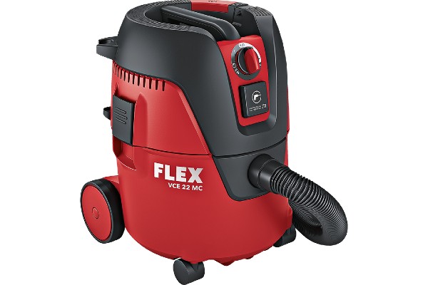Sicherheitselektronik und eine Antistatik-Ausstattung sorgen beim FLEX Sicherheitssauger VCE 22 M MC für reibungslose Einsätze.