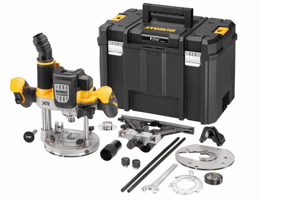 Lieferumfang der Dewalt Akku-Oberfräse DCW620
