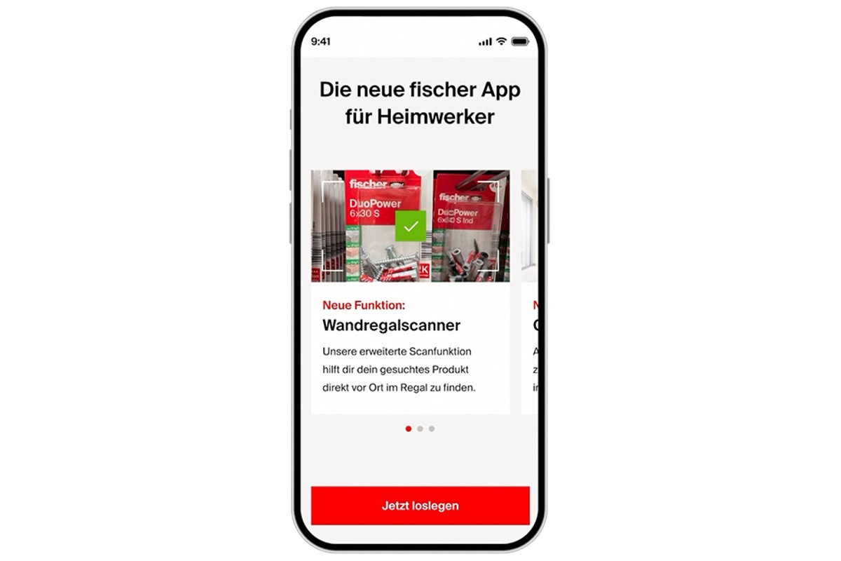 Die fischer App DIY unterstützt Anwender bei der Wahl der richtigen Befestigungslösung und deren Einsatz.