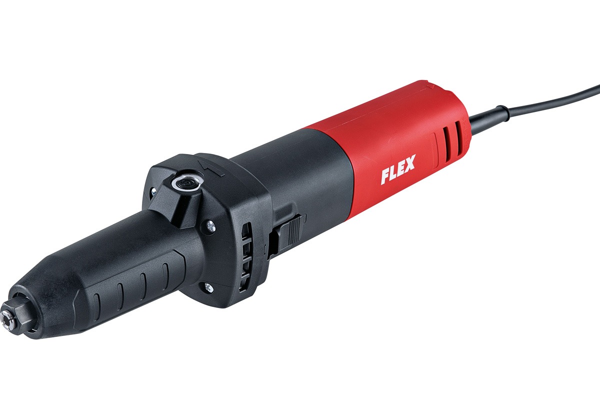 Noch leistungsstärker, schlanker, handlicher: Der Geradschleifer DGE 8-32 von FLEX verfügt über einen 800-Watt-Motor mit einstellbarer Drehzahl von 11.000 bis 32.000 U/min.