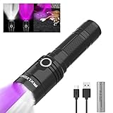 MXLEGNT Led-Taschenlampe Wiederaufladbare Taschenlampe, 2 in 1 - UV-Schwarzlicht & Super helles weißes Licht, 395nm, 600 Lumen (mit 5000 mah Batterie)