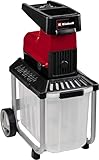 Einhell Elektro-Leisehäcksler GC-RS 60 CB (2800 W, max. 45 mm Aststärke, Schneidwalze, große Trichteröffnung, Drehrichtungsumschalter, transparente 60 L Fangbox, integrierter Sicherheitsschalter)