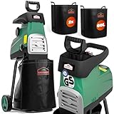 Gardebruk® Leisehäcksler 3100 W max. 44 mm Aststärke Elektrisch 2 x 60 L Auffangbeutel Gartenhäcksler Walzenhäcksler Schredder Häcksler