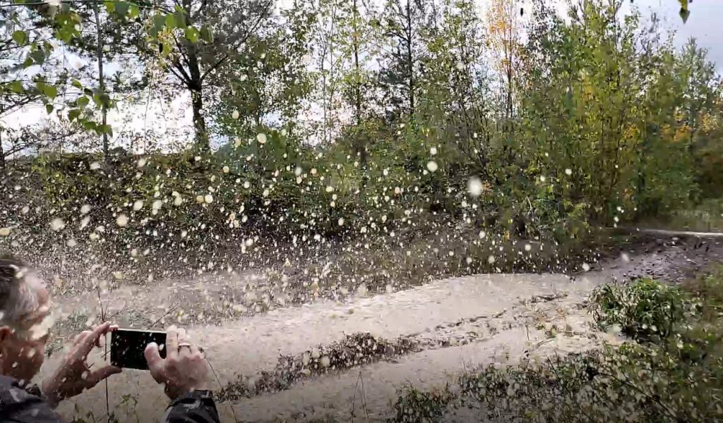 Es ist gut, dass das CAT S62 Pro spritzwassergeschützt ist. Zumindest wir machten diese Erfahrung beim Endurotraining. Irgendwann landete es auch mal im Schlamm. Macht nix. Einfach mit sauberem Wasser abspülen. Fertig.