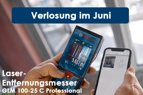 werkzeugforum.de Verlosung Juni 2022 Laser-Entfernungsmesser Bosch GLM 100-25 C Professional
