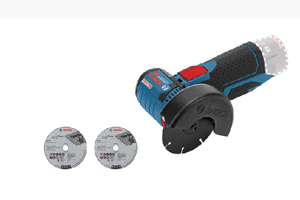 Bosch 12-Volt Winkelschleifer GWS 12V-76 Professional. Gewicht: 0,9 kg. Scheibendurchmesser: 76 mm.