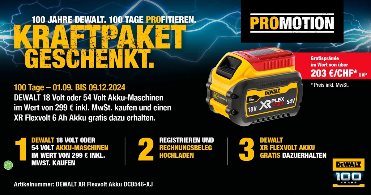 Dewalt Aktion Kraftpaket geschenkt