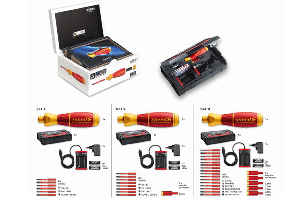 Der Wiha speedE® wird Anwendern je nach Anspruch und Aufgabenschwerpunkt in drei Starter-Set-Varianten angeboten