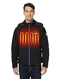 ORORO Beheizbare Jacke Herren mit Powerbank, Beheizte Jacke Herren Heizjacke Bis zu 10 Stunden Wärme - Ladegerät Nicht Enthalten (Schwarz&Blau,S)