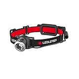 Ledlenser H8R, LED Stirnlampe, 600 Lumen, bis zu 120h Laufzeit, rotes Rücklicht, inkl. Akku, aufladbar, Box-Verpackung, Schwarz/Rot