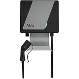 AEG Wallbox WB 22 PRO, Ladestation für Elektro/Hybrid-Autos, 22 kW 400 V, KfW-förderfähig (440 & 441), mit Schutzschalter (RCCB Typ A) und DC-Fehlstromerkennung, 3-phasig, 5m Ladekabel, Typ 2 Stecker