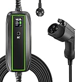 Green Cell GC EV PowerCable Tragbares Ladekabel Ladegerät für EV PHEV, Schuko Typ 1 (6.5m), Laden mit 3.6kW, LCD Bildschrim, IP66, Kompatibel mit C-Max, Focus, Partner, Kangoo ZE Phase I, Soul, Auris