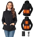 SGKOW Beheizte Jacke Damen mit 5V Akku, Wasserdichter Winddicht Heizmantel, Elektrische Heizjacke Einstellbar Heheizte Kleidung für Outdoorarbeiten und Tägliches Tragen