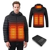 Beheizbare Jacke Herren Damen, Winter Elektrische Herren Beheizte Jacke USB Lade Heizmantel Mit 5V 10000 mAh Akku, Warme Heizjacke für Outdoor Motorrad Wandern Skifahren Camping