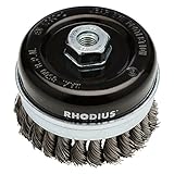 RHODIUS STBZ durchmesser 100 mm 1 Stück Topfbürste gezopft für Winkelschleifer EN 1083-2 Kegelbürste Rundbürste Zopfbürste