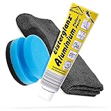 detailmate Politur Bundle mit 150ml XXL Tube | Elsterglanz Aluminium Polierpaste + detailmate Premium Microfasertuch + Schwamm | Reinigt, poliert und konserviert Aluminium-Oberflächen