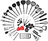 NEXGADGET Küchenhelfer Set, 42 Stücke Küchenzubehör Kochgeschirr aus Edelstahl & Nylon, Küchenutensilien Inkl. Löffel, Turners, Tongs, Schneebesen, Dosenöffner, Schäler, Schaber, Messbecher usw.