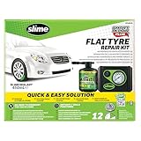 Slime 50138-51 Flat Tyre Puncture Repair, Smart Repair Plus, Emergency Kit for Car Yyres, Includes Sealant and Tyre Inflator Pump, Suitable for Cars and Other Highway Vehicles, 12 Min Fix