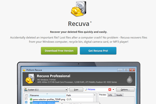 Datenrettung mit Recuva