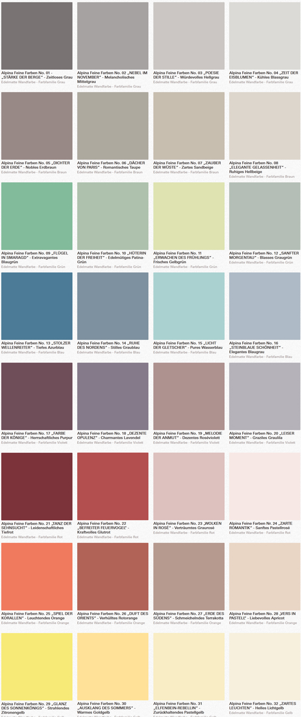 Wandfarbe Alpina Kollektion Feine Farben