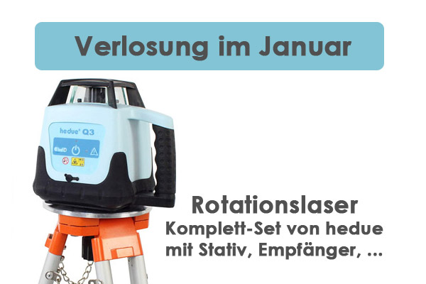 werkzeugforum.de Verlosung Januar 2022 Selbstnivellierender Rotationslaser im Komplett-Set von hedue