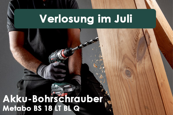 werkzeugforum verlosung gewinnspiel juli 2022 Metabo Akku-Bohrschrauber BS 18 LT BL Q